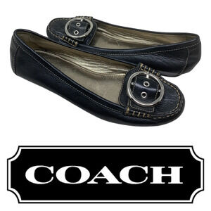 Vintage Y2K Coach Soho Black Leather Karly Loafers Silver Buckle Women's Sz 7